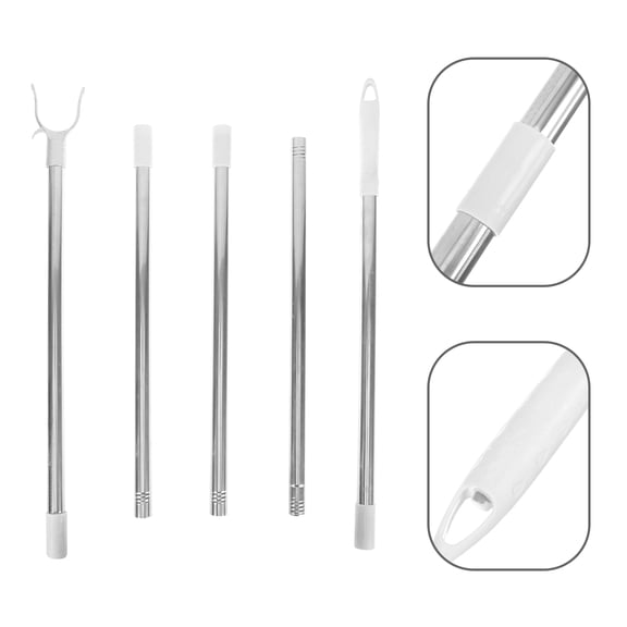BESTYASH Heavy Duty White Clothes Drying Pole with Adjustable Telescoping Rod and Detachable Parts for Home Laundry Use