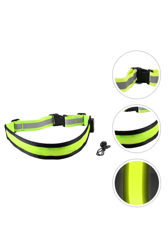 High Visibility LED Reflective Belt Rechargeable Adjustable Strap for Outdoor Night Use Green