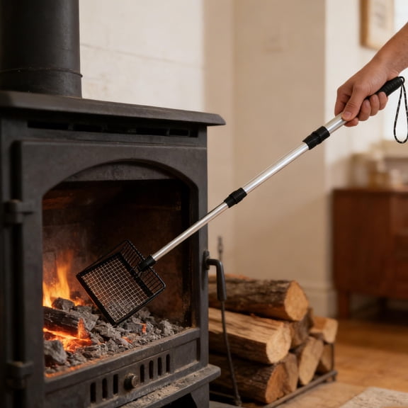 BESTYASH Metal Fireplace Ash Removal Shovel with Extended Reach Adjustable Handle