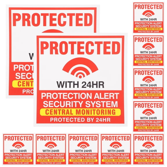 BESTYASH Home Security Warning Sticker Red Window Sign Decal Easy Installation Removable