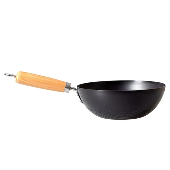 BESTYASH Black Cooking Wok Pan for Home Use with Ergonomic Handle, Compatible with Gas Flame and Grill Cooking
