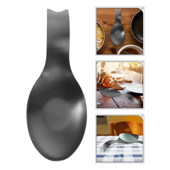 BESTYASH Black Stainless Steel Utensil Holder for Home Kitchen with Fish Tail Pattern Spoon Rest Organizer