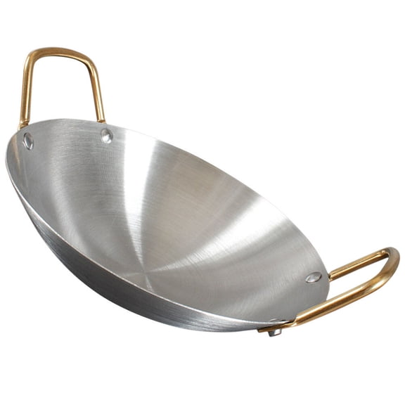 BESTYASH Stainless Steel Hot Pot Wok, Easy to Clean Round Kitchen Cookware, 1 Set