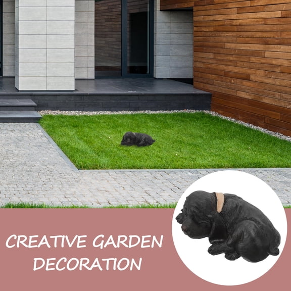 BESTYASH Black Resin Dog Garden Statue Key Hider Outdoor Key Holder for Secure Storage and Hidden