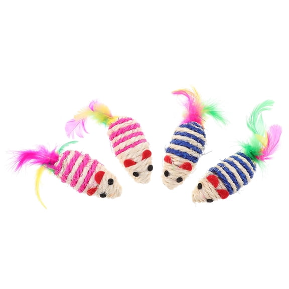 BESTYASH Indoor Cat Toys 4Pcs Sisal Mouse Shape for Stress Relief