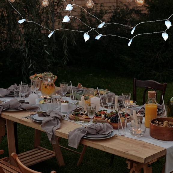 BESTYASH Battery Operated Indoor Fabric Heart String Lights for Wedding, Valentines Day, Party and Home Decoration