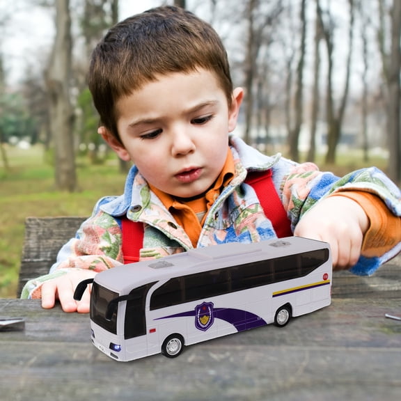 BESTYASH Inertia Bus Toy Model Bus Toy White Hands on Ability for Kids Outdoor Play 1Set
