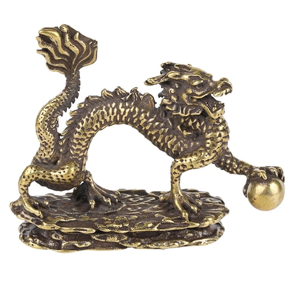 BESTYASH Vintage Golden Copper Dragon, Unique Metal Craft for Home Decoration