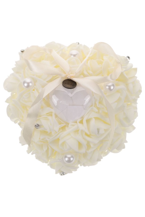 Heart Shaped Cushion Ring Pillow Holder 1Pack to Decorate Rings for Weddings