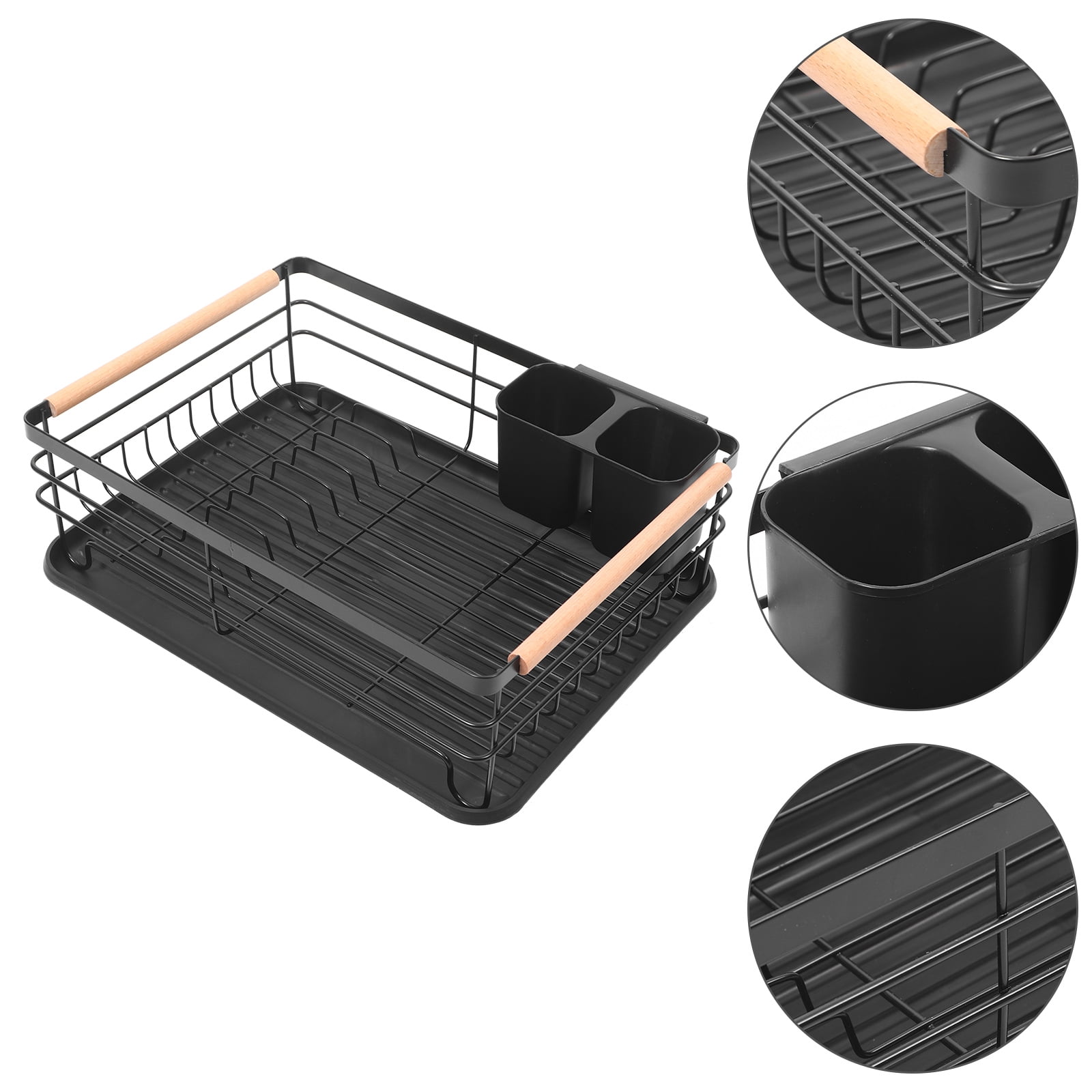 BESTYASH Japanese Style Black Metal Dish Drying Rack for Kitchen with ...