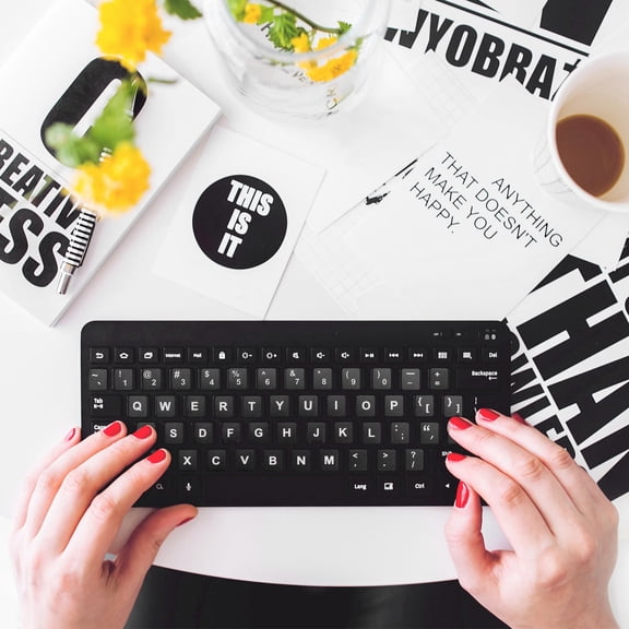 BESTYASH Keyboard Letter Decals Black for Wireless and Wired Computer Keyboards