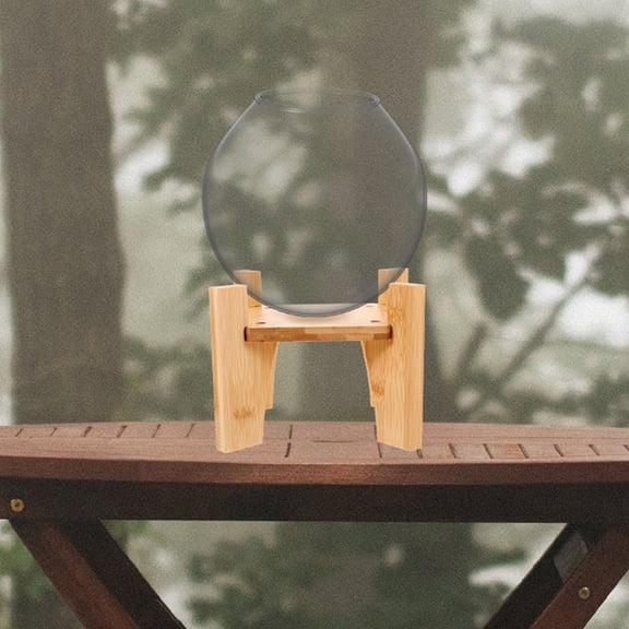 BESTYASH Khaki Wood Indoor Plant Stand with Cross Base, Bonsai Shelf for Window, Balcony, and Home Decor