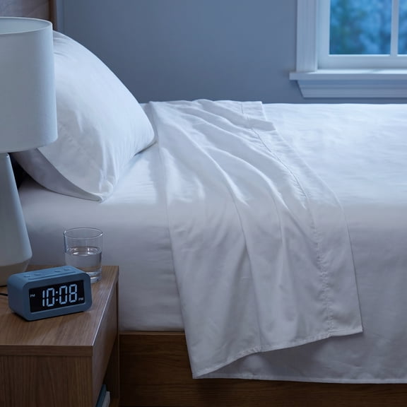 BESTYASH King Flat Sheet White Polyester Wrinkle Resistant Soft for Bed