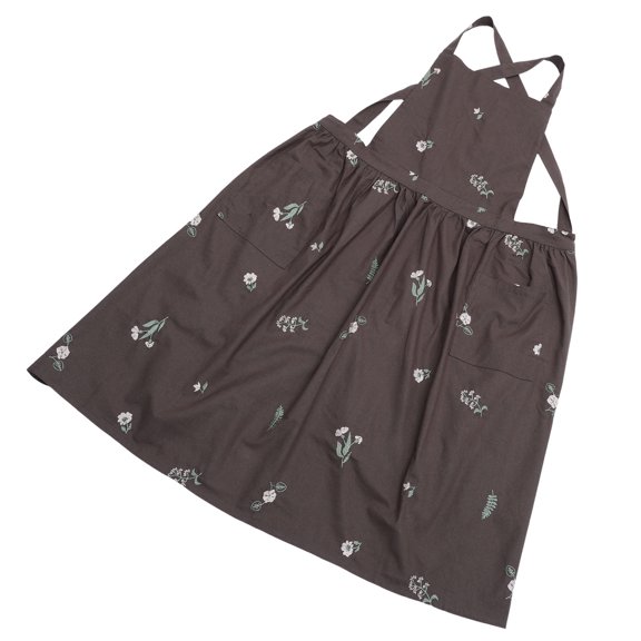 BESTYASH Kitchen Apron For Women Grey Apron Cotton Reliable Texture 1Pcs