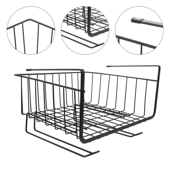 BESTYASH Kitchen Under Shelf Wire Basket Black for Cabinet Storage and Clutter Control
