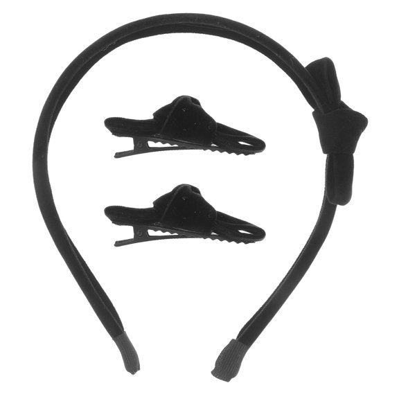 BESTYASH Knotted Bow Headbands Velvet Hairband Black Youthful Style Hair Décor Set