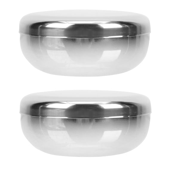 BESTYASH Korean Rice Bowl Stainless Steel Leakproof Storage Bowl for Home Buffet or Restaurant 2 Sets Silver