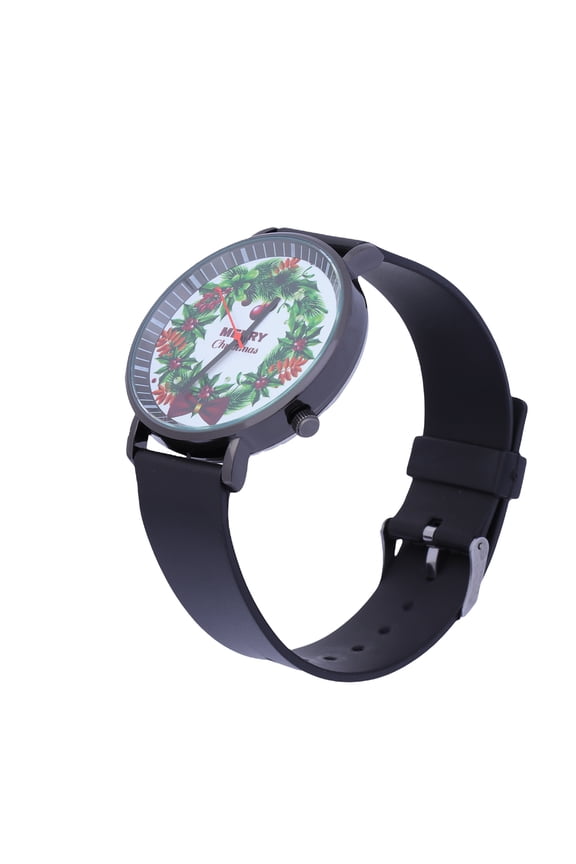 Fashion Watch Christmas Black Quartz Wristwatch Sturdy Design with Adjustable Strap