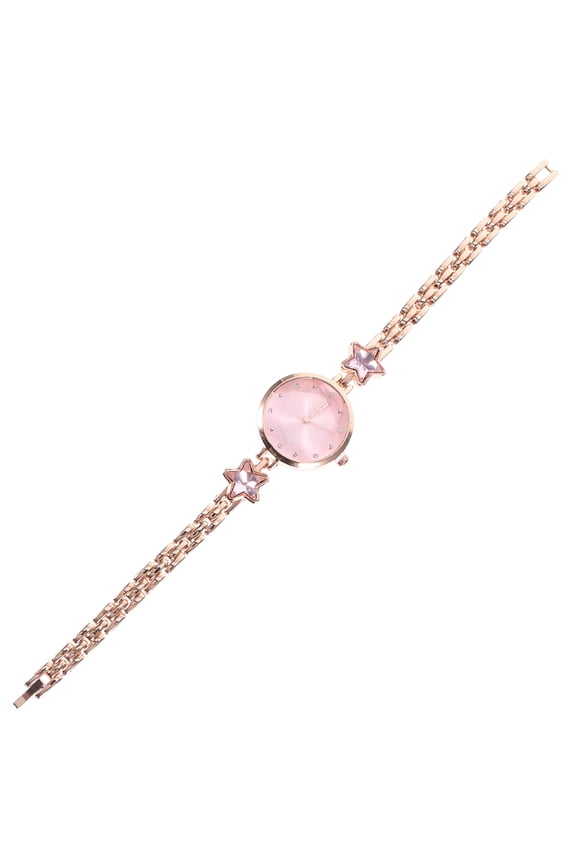 Ladies Wrist Watch Pink Alloy Star Shaped 1Pack Waterproof Daily Wear Accessories