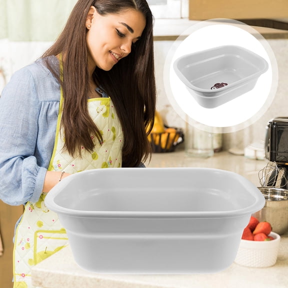 BESTYASH Large Beige Plastic Wash Basin, Thick Household Basin for Clothes, Dishes, Multi-Purpose Cleaning