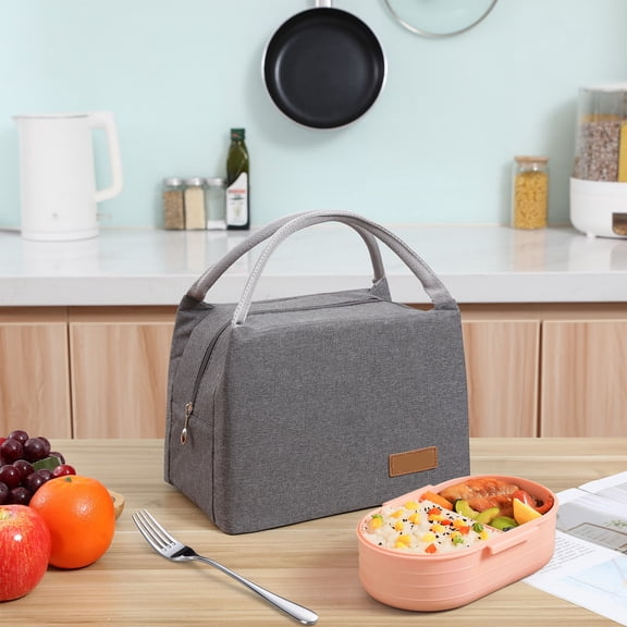 BESTYASH Large Grey Insulated Lunch Bag with Reinforced Handles for Work, Travel, School, and Everyday Use