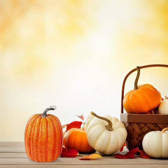 BESTYASH Artificial Pumpkin Decor Orange Foam Realistic Large Fall Harvest Decorations