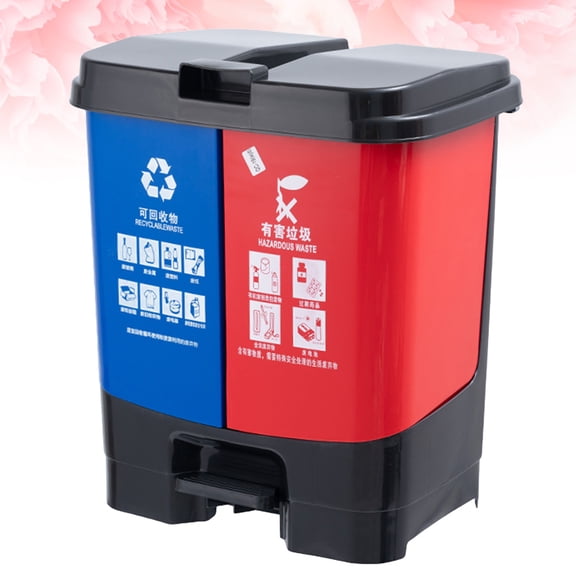 BESTYASH Large Plastic Waste Bin Portable Trash Can for Home Use with Pedal and Split Design 16L