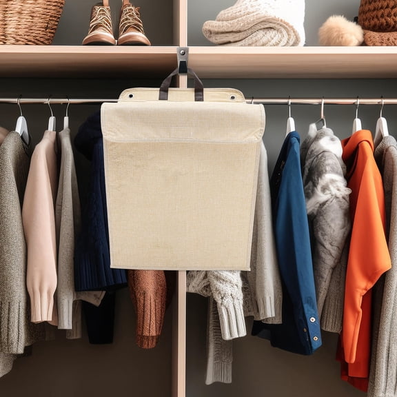 BESTYASH Wall Mounted Laundry Hamper with Foldable Design and Smooth Surface in Beige