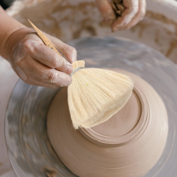 BESTYASH Light Yellow MultiFunction Pottery Brush for Makeup and DIY Projects Wooden Wool Paint Brush 100%