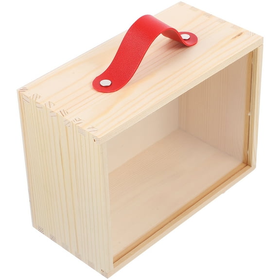 BESTYASH 1Pack Light Yellow Wood Storage Box with Clear Window for Home Use and Office Use
