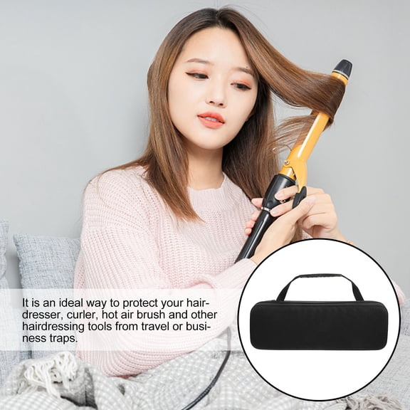 BESTYASH Lightweight Black Hair Curler Travel Case with Shockproof Hard Shell and Comfortable Handle