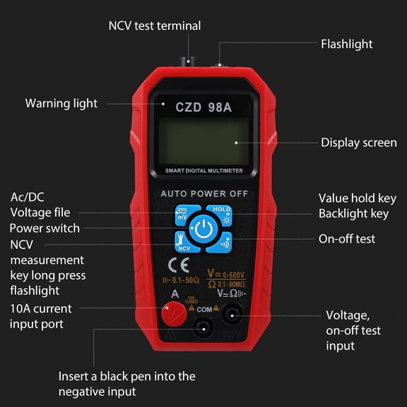 BESTYASH Lightweight Digital Multimeter with LCD Display Voltage Current Testing Tool Plastic Body