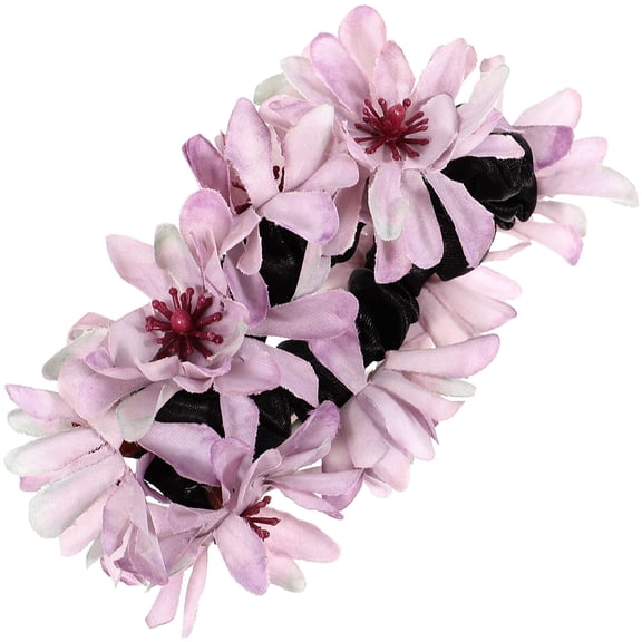 BESTYASH Lightweight Violet Flower Hair Tie Elastic Band for Elegant Hair Styling and Daily Use