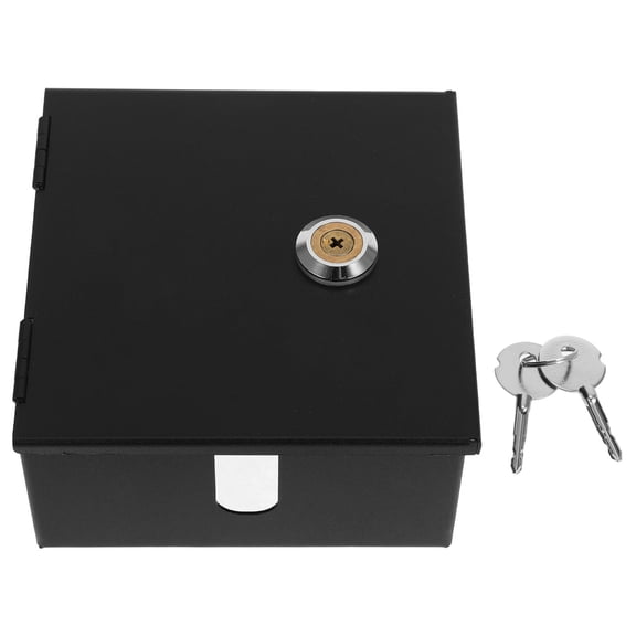 BESTYASH Lockable Electrical Outlet Box Black Metal Cover Waterproof Anti-Theft Socket Protector for Home Security