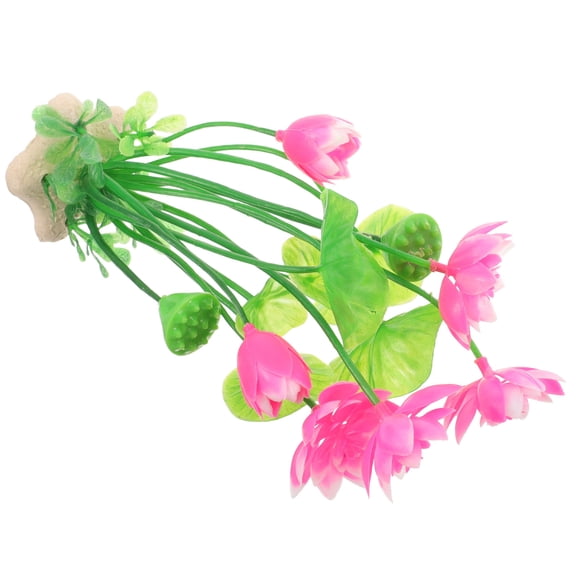 BESTYASH Lotus Simulation Flowers Pink Plastic Landscape Ornament For Office Aquarium 1Pcs