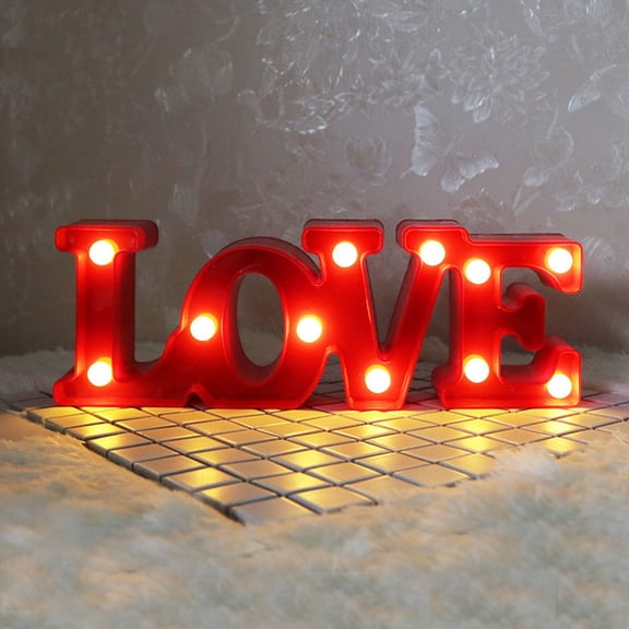 BESTYASH Love Letter Light Up Sign Table Lamp Romantic LED Marquee Light Decor for Bedroom