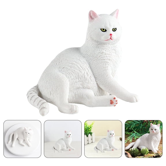 BESTYASH White Cat Garden Statue Plastic Yard Decor Outdoor Figurine for Lawn and Patio Decoration