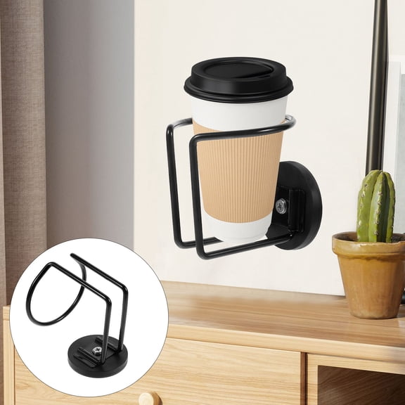 BESTYASH Black Metal Magnet Cup Holder Stand, Sturdy and Compact Drink Storage Organizer, 1 Piece