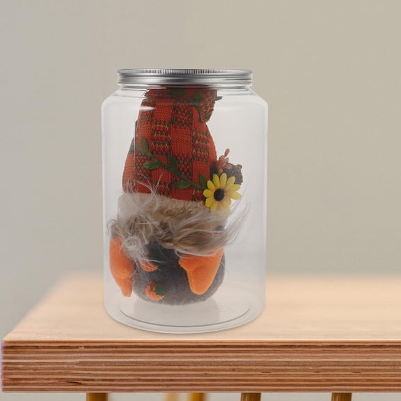 BESTYASH Mason Jars Plastic For Collectibles Storage Round Transparent Protective 1Set