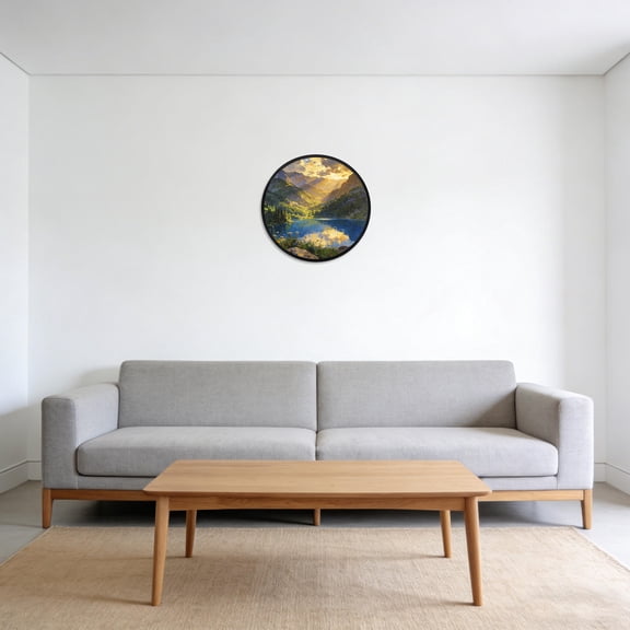 BESTYASH Matte Black Metal Round Frame 12 Inch Aluminum Alloy for Circular Poster and Photo Display