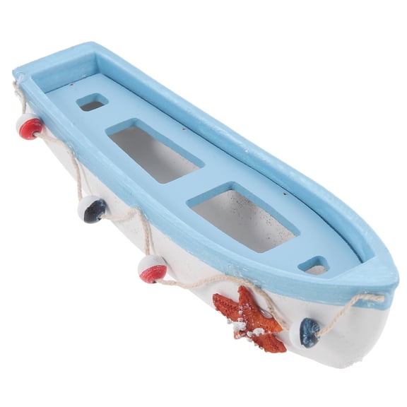 BESTYASH Mediterranean Style Blue Wooden Sailboat Ornament for Office Tabletop and Home Decor