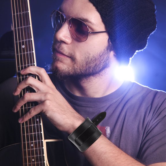 BESTYASH Mens Punk Bracelet Black 1Set Adjustable Length for Comfortable Wear