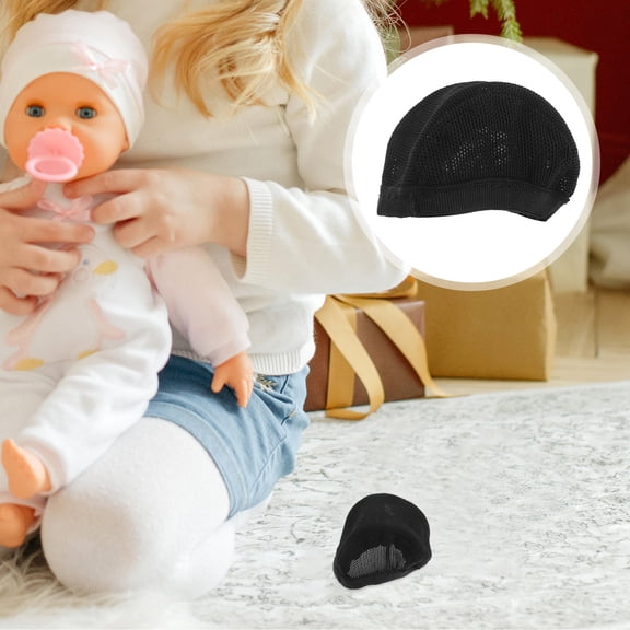 BESTYASH Mesh Wig Cap Doll Wig Mesh Cap Black Fabric for Play