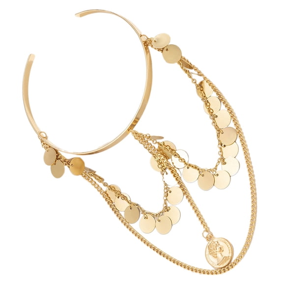 BESTYASH Metal Arm Cuff Bracelet Golden Color Punk Style Women Arm Bangle For Christmas