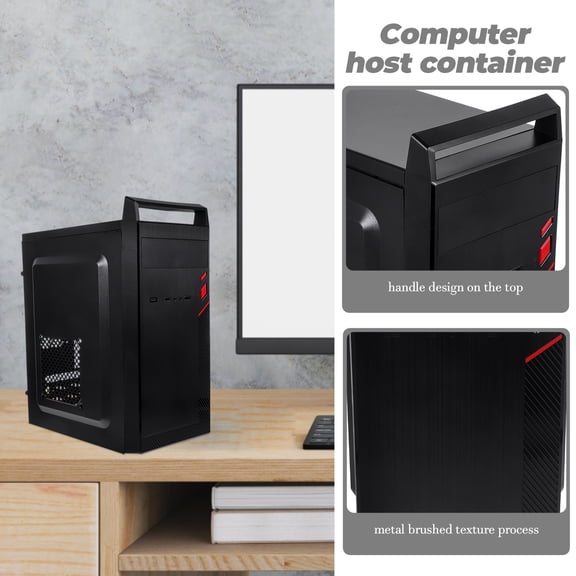 BESTYASH Metal PC Desktop Case with Ventilated Hollowed Stripe Design and Convenient Handle for Easy Transport