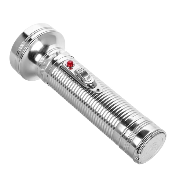 BESTYASH Metal Flashlight Retro Outdoor Handheld Light Silver Aluminum for Home Decoration Photo Prop 1Pcs