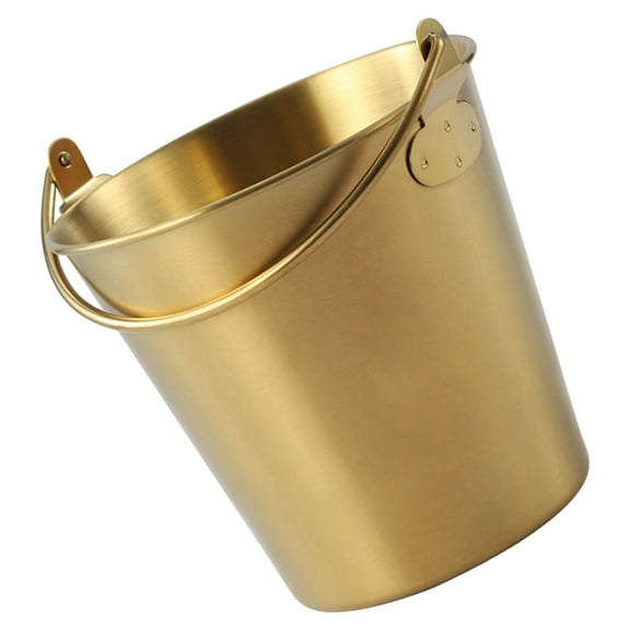 BESTYASH Metal Ice Bucket Stainless Steel Bucket Golden Food Container Round 1Set