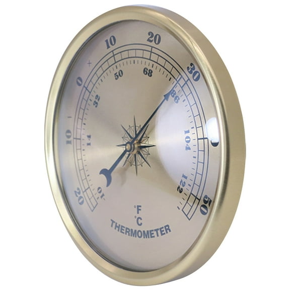 BESTYASH Metal Outdoor Thermometer Decorative Round Design with Easy to Read Large Numbers Golden