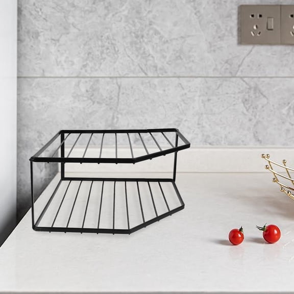 BESTYASH Black Metal Corner Rack for Kitchen Countertop - Space Saving Pot, Pan and Cookware Storage Organizer
