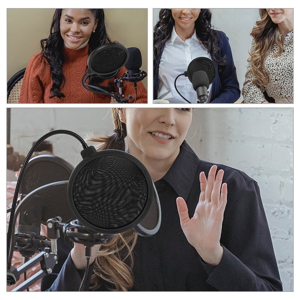 BESTYASH Microphone Pop Filter Shield 2Pcs Black Metal Plastic for ...